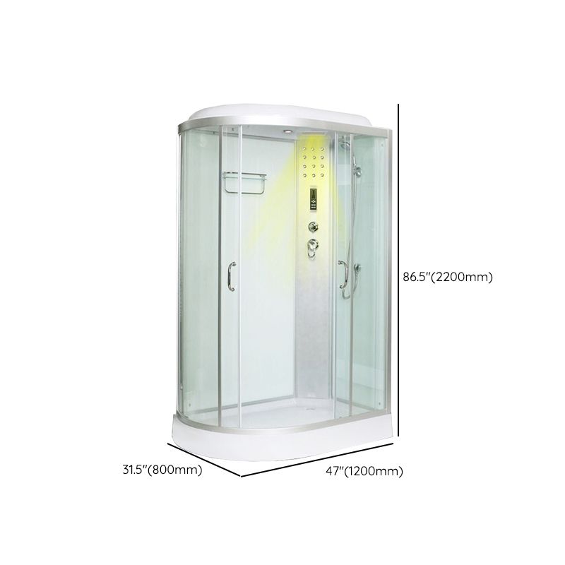 Framed Neo-Round Shower Kit Double Sliding Shower Stall with White Base Clearhalo 'Bathroom Remodel & Bathroom Fixtures' 'Home Improvement' 'home_improvement' 'home_improvement_shower_stalls_enclosures' 'Shower Stalls & Enclosures' 'shower_stalls_enclosures' 'Showers & Bathtubs' 1200x1200_1557428c-63ce-40b2-a955-261e6e50af28