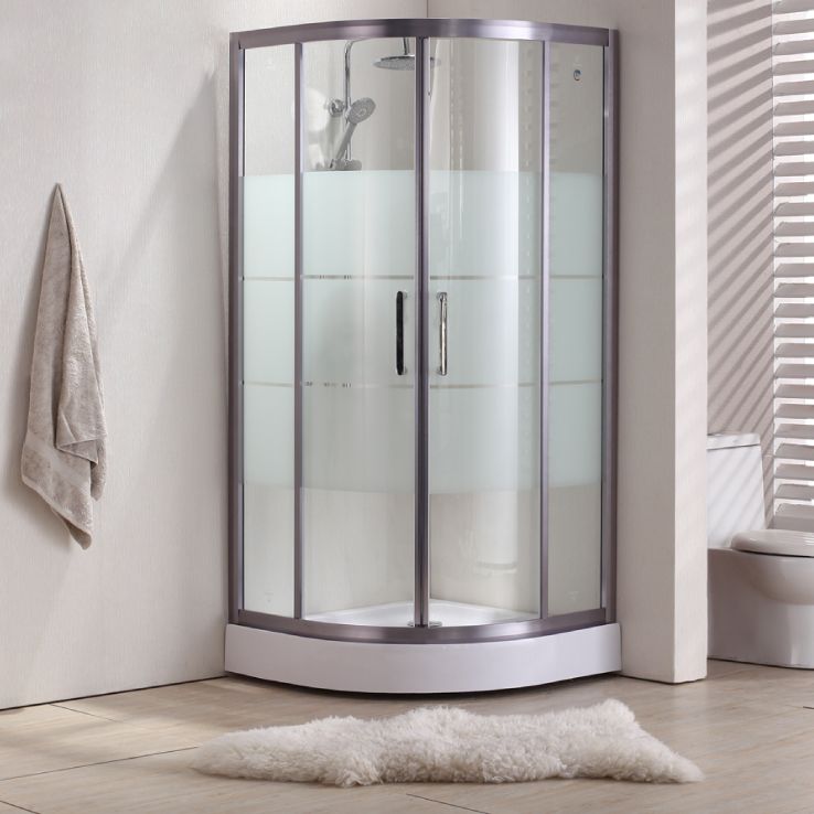Round Shower Kit Double Sliding Tempered Glass Shower Enclosure Clearhalo 'Bathroom Remodel & Bathroom Fixtures' 'Home Improvement' 'home_improvement' 'home_improvement_shower_stalls_enclosures' 'Shower Stalls & Enclosures' 'shower_stalls_enclosures' 'Showers & Bathtubs' 1200x1200_15601c20-4ee9-4ed8-bee9-f4123a91bb50