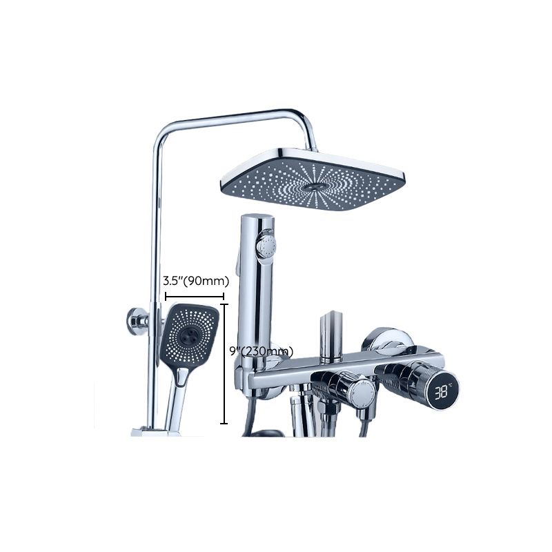 Modern Shower Faucet Brass Adjustable Spray Pattern Wall Mounted Shower Combo Clearhalo 'Bathroom Remodel & Bathroom Fixtures' 'Home Improvement' 'home_improvement' 'home_improvement_shower_faucets' 'Shower Faucets & Systems' 'shower_faucets' 'Showers & Bathtubs Plumbing' 'Showers & Bathtubs' 1200x1200_1562004f-385f-4769-88e9-51a095d70aee