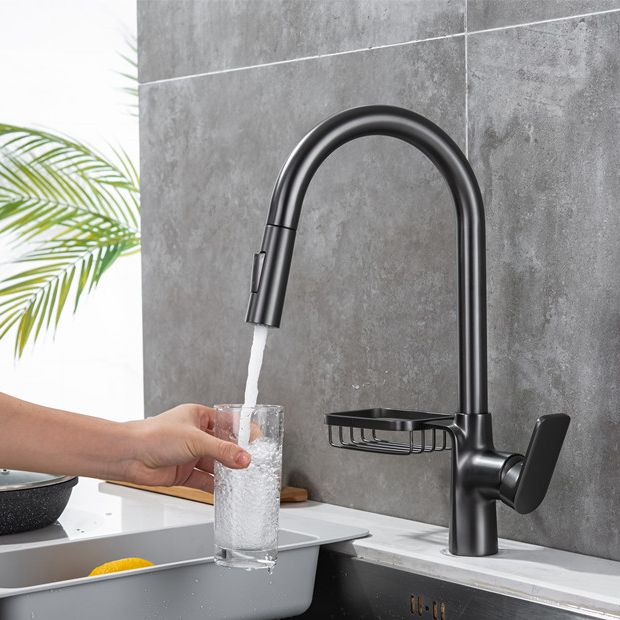 Modern Pull Down Kitchen Faucet Single Handle Faucet with Pull Out Sprayer Clearhalo 'Home Improvement' 'home_improvement' 'home_improvement_kitchen_faucets' 'Kitchen Faucets' 'Kitchen Remodel & Kitchen Fixtures' 'Kitchen Sinks & Faucet Components' 'kitchen_faucets' 1200x1200_157083da-3030-4a45-9157-8e34458a411f