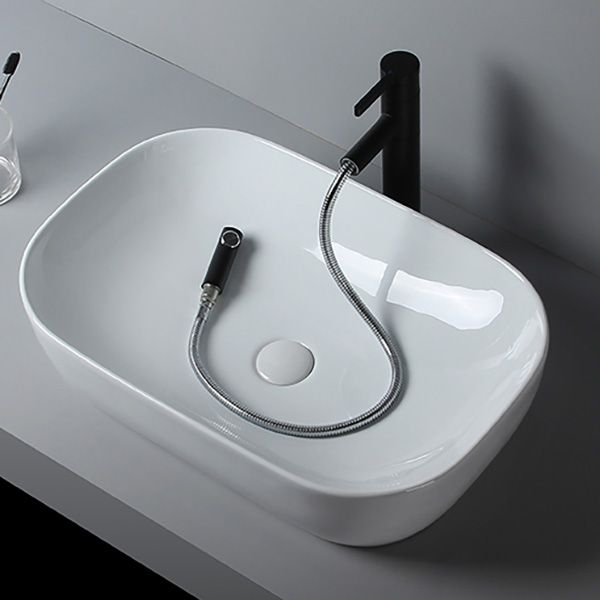 Modern Bathroom Sink Porcelain Solid Color Rectangular Vessel Sink with Pop-Up Drain Clearhalo 'Bathroom Remodel & Bathroom Fixtures' 'Bathroom Sinks & Faucet Components' 'Bathroom Sinks' 'bathroom_sink' 'Home Improvement' 'home_improvement' 'home_improvement_bathroom_sink' 1200x1200_157efbbb-ee27-46a9-8b26-4561d9542f42