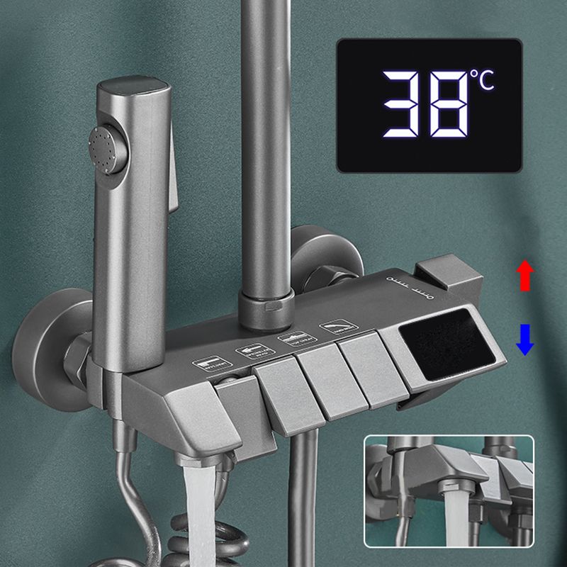 Contemporary Shower System Slide Bar Handheld Shower Head Wall Mounted Shower Set Clearhalo 'Bathroom Remodel & Bathroom Fixtures' 'Home Improvement' 'home_improvement' 'home_improvement_shower_faucets' 'Shower Faucets & Systems' 'shower_faucets' 'Showers & Bathtubs Plumbing' 'Showers & Bathtubs' 1200x1200_15870be5-7cec-43b0-84a3-bd5c3363c6c9