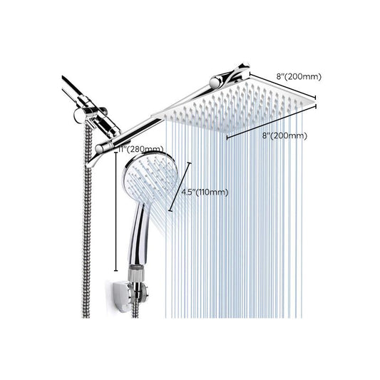 Square Dual Shower Head Traditional Wall Mounted Metal Dual Shower Head Clearhalo 'Bathroom Remodel & Bathroom Fixtures' 'Home Improvement' 'home_improvement' 'home_improvement_shower_heads' 'Shower Heads' 'shower_heads' 'Showers & Bathtubs Plumbing' 'Showers & Bathtubs' 1200x1200_15acbd7d-7a55-4058-a700-a2fb9c7ef073
