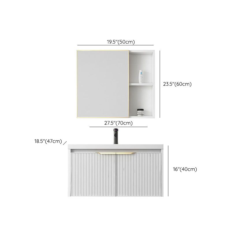 Rectangular White Vanity Single Sink Wall Mount 2 Doors Faucet Metal Frame Mirror Vanity Clearhalo 'Bathroom Remodel & Bathroom Fixtures' 'Bathroom Vanities' 'bathroom_vanities' 'Home Improvement' 'home_improvement' 'home_improvement_bathroom_vanities' 1200x1200_15d28311-252a-4c1a-a291-95a1315a59e1