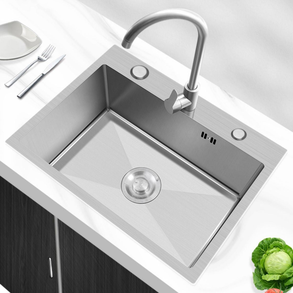Modern Style Kitchen Sink Overflow Hole Design Drop-In Noise-cancelling Kitchen Sink Clearhalo 'Home Improvement' 'home_improvement' 'home_improvement_kitchen_sinks' 'Kitchen Remodel & Kitchen Fixtures' 'Kitchen Sinks & Faucet Components' 'Kitchen Sinks' 'kitchen_sinks' 1200x1200_15da5d68-c6f6-4694-a925-cb0fbbd7b6fa