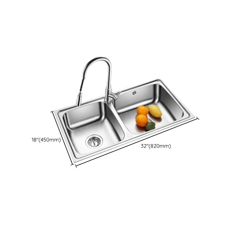 Classic Style Kitchen Sink Stainless Steel 1 Holes Kitchen Sink with Drain Strainer Kit Clearhalo 'Home Improvement' 'home_improvement' 'home_improvement_kitchen_sinks' 'Kitchen Remodel & Kitchen Fixtures' 'Kitchen Sinks & Faucet Components' 'Kitchen Sinks' 'kitchen_sinks' 1200x1200_15f0090e-94f6-493d-a901-37f409c50b87