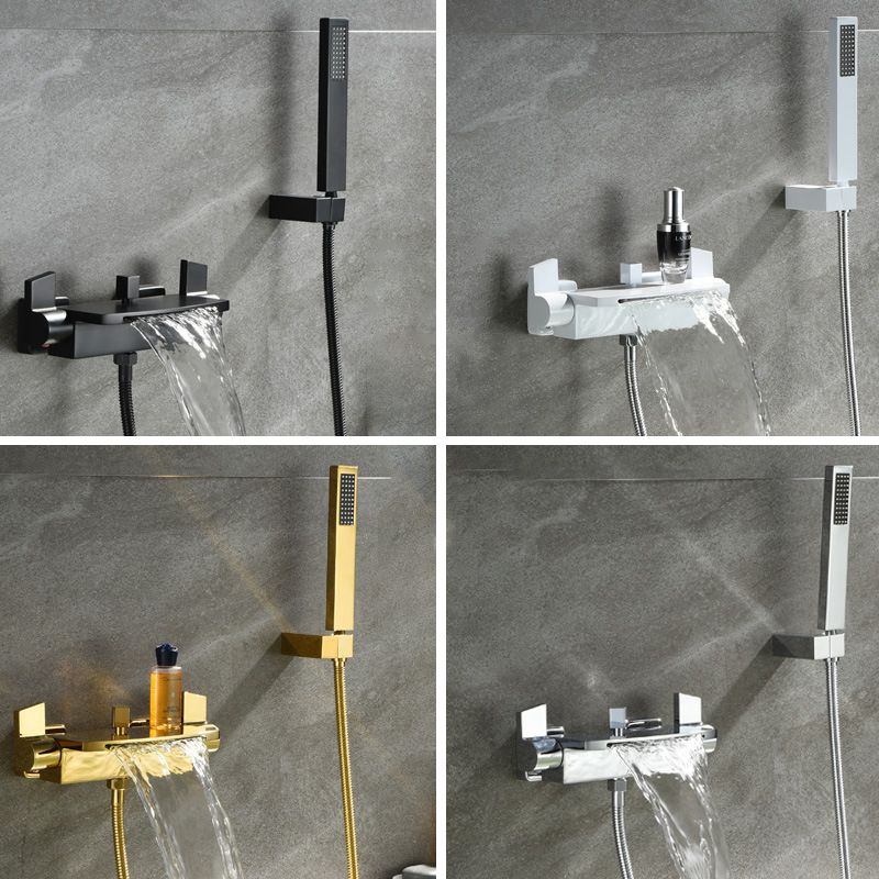 Modern Wall Mounted Metal Tub Filler Double Handles Waterfall Tub Faucet Trim Clearhalo 'Bathroom Remodel & Bathroom Fixtures' 'Bathtub Faucets' 'bathtub_faucets' 'Home Improvement' 'home_improvement' 'home_improvement_bathtub_faucets' 1200x1200_15f01d57-9a81-40ae-a4b9-99717818d7c6