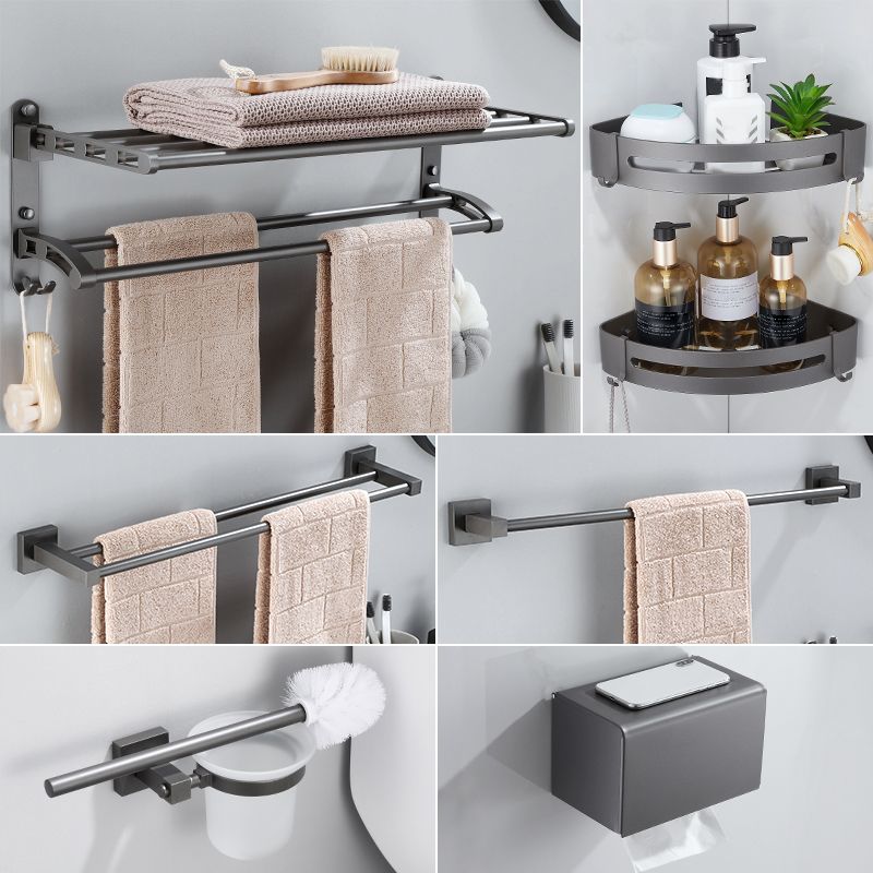 Contemporary Bathroom Accessory As Individual Or As a Set in Grey Metal Clearhalo 'Bathroom Hardware Sets' 'Bathroom Hardware' 'Bathroom Remodel & Bathroom Fixtures' 'bathroom_hardware_sets' 'Home Improvement' 'home_improvement' 'home_improvement_bathroom_hardware_sets' 1200x1200_1635903e-d85a-4ccf-923e-607252af2ad6