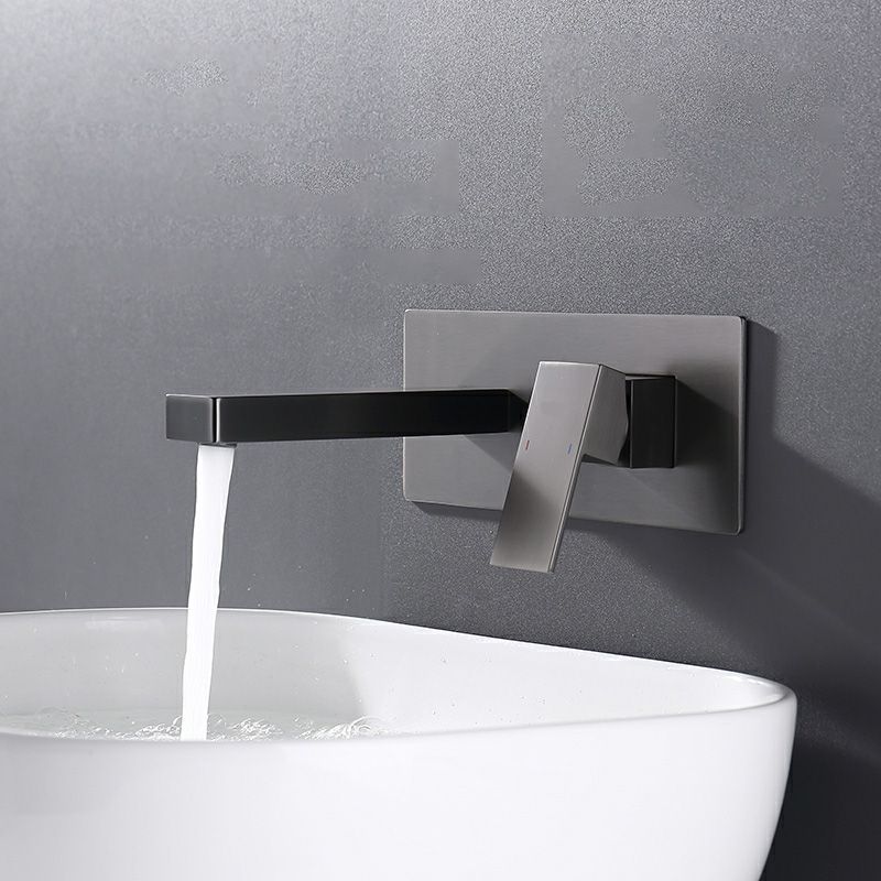 Wall Mounted Bathroom Faucet Low Arc Lever Handle 2 Hole Faucets Clearhalo 'Bathroom Remodel & Bathroom Fixtures' 'Bathroom Sink Faucets' 'Bathroom Sinks & Faucet Components' 'bathroom_sink_faucets' 'Home Improvement' 'home_improvement' 'home_improvement_bathroom_sink_faucets' 1200x1200_16490d60-3a67-4e98-9edf-a93ead056e49