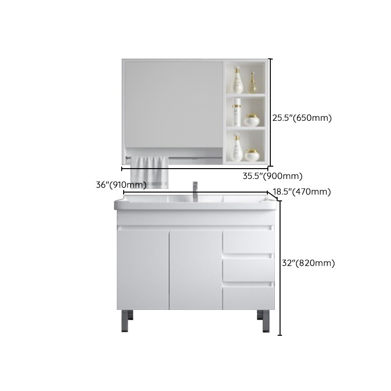 Ceramic Single Bathroom Vanity Modern White Rectangular Freestanding Vanity Set Clearhalo 'Bathroom Remodel & Bathroom Fixtures' 'Bathroom Vanities' 'bathroom_vanities' 'Home Improvement' 'home_improvement' 'home_improvement_bathroom_vanities' 1200x1200_16494ca7-8d29-478a-8f98-105c9b873a8e