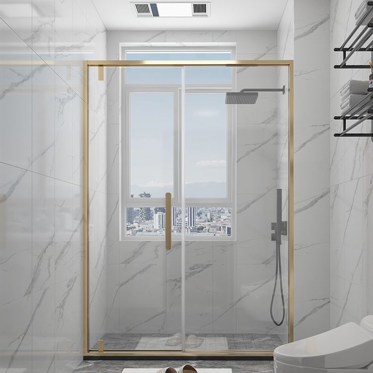 Narrow Bezel Transparent Shower Door Tempered Glass Shower Bath Door Clearhalo 'Bathroom Remodel & Bathroom Fixtures' 'Home Improvement' 'home_improvement' 'home_improvement_shower_tub_doors' 'Shower and Tub Doors' 'shower_tub_doors' 'Showers & Bathtubs' 1200x1200_164daf4a-73c6-489e-aee8-4379fc10b3c2