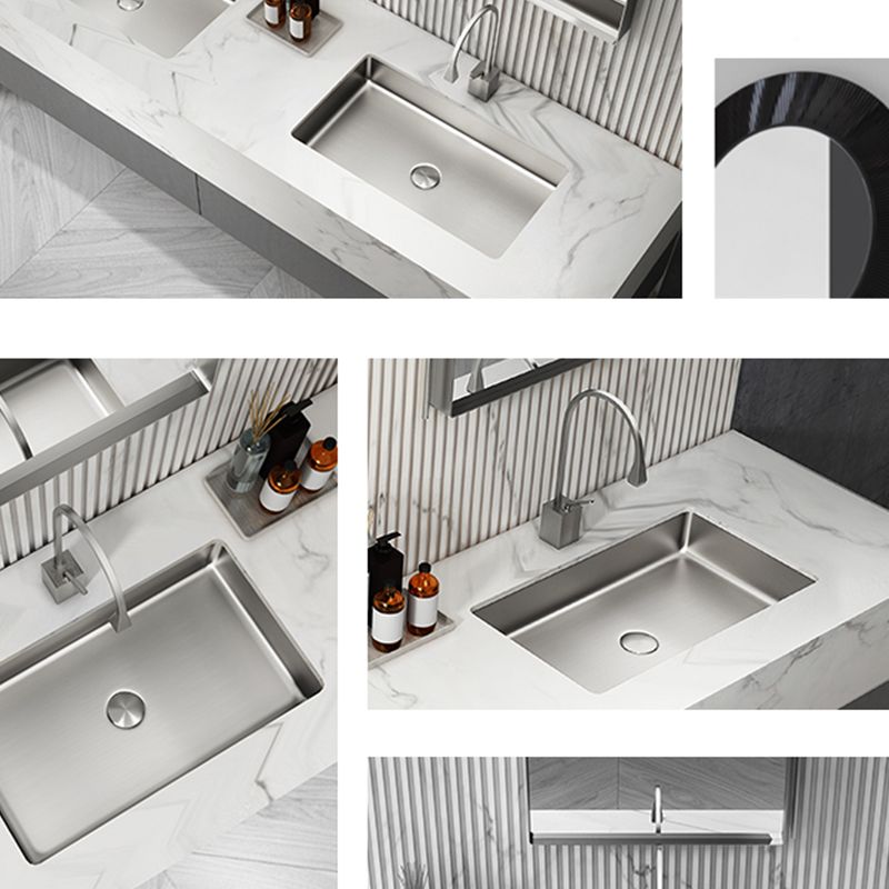 Modern Bathroom Sink Rectangular Metal Drop-in Bathroom Sink with Pop-Up Drain Clearhalo 'Bathroom Remodel & Bathroom Fixtures' 'Bathroom Sinks & Faucet Components' 'Bathroom Sinks' 'bathroom_sink' 'Home Improvement' 'home_improvement' 'home_improvement_bathroom_sink' 1200x1200_166bb536-c41b-4758-807b-9f6cd5753165