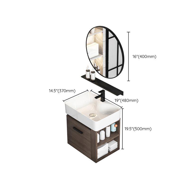 Modern Single Sink Vanity Wall Mount Brown Wooden Vanity Set Clearhalo 'Bathroom Remodel & Bathroom Fixtures' 'Bathroom Vanities' 'bathroom_vanities' 'Home Improvement' 'home_improvement' 'home_improvement_bathroom_vanities' 1200x1200_1680f175-16b8-4a61-a7fb-7b5505e36311