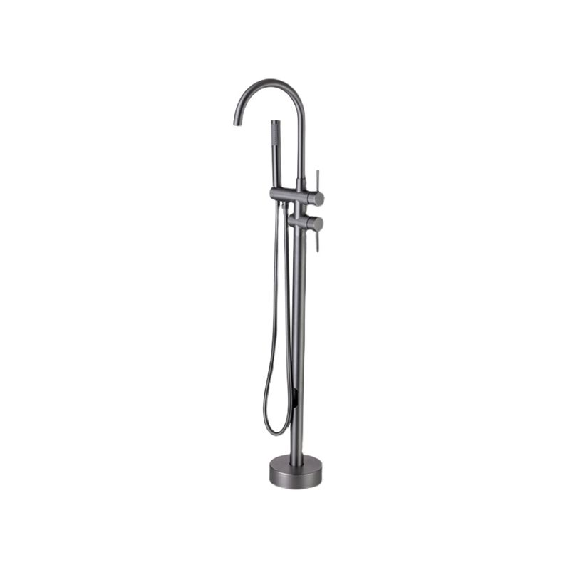 Floor Mounted Metal Freestanding Tub Filler Two Handles Freestanding Tub Filler Trim Clearhalo 'Bathroom Remodel & Bathroom Fixtures' 'Bathtub Faucets' 'bathtub_faucets' 'Home Improvement' 'home_improvement' 'home_improvement_bathtub_faucets' 1200x1200_168f94dc-78b6-45a8-bf48-2a146f804fa6
