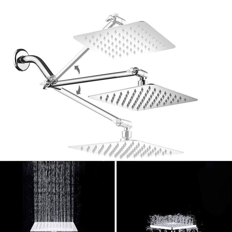 Contemporary Double Handle Shower Head High Arch Shower Head Combo in Chrome Clearhalo 'Bathroom Remodel & Bathroom Fixtures' 'Home Improvement' 'home_improvement' 'home_improvement_shower_heads' 'Shower Heads' 'shower_heads' 'Showers & Bathtubs Plumbing' 'Showers & Bathtubs' 1200x1200_16abc8f0-f371-48f4-8479-8b1d39023f75