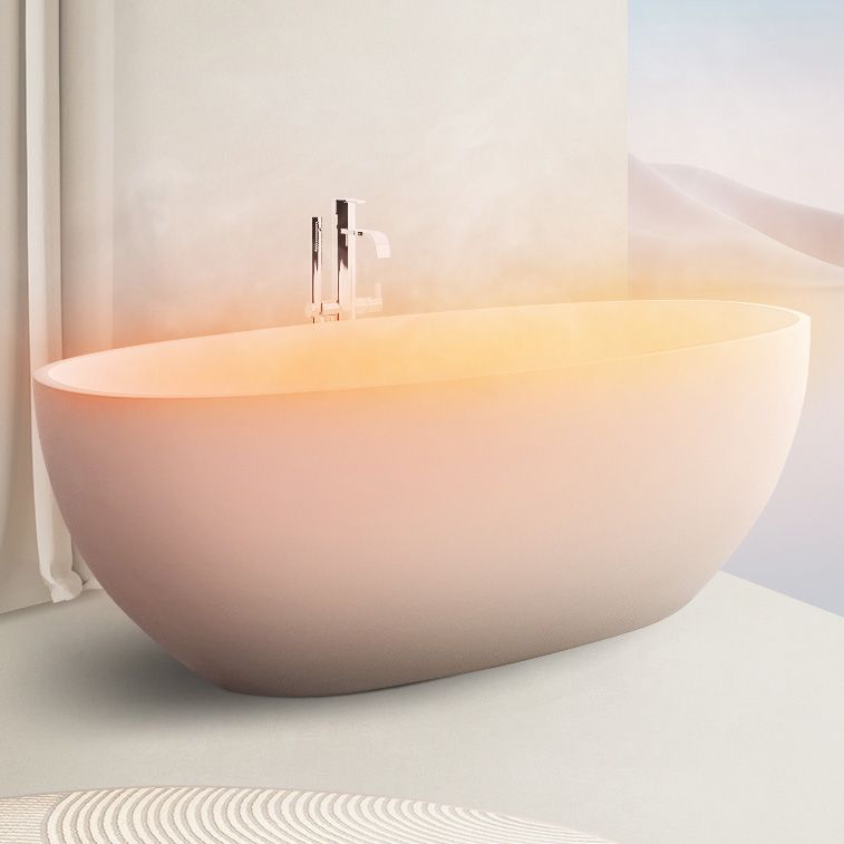 Modern Style Stone Bathtub White Detached Oval Bathtub for Bathroom Clearhalo 'Bathroom Remodel & Bathroom Fixtures' 'Bathtubs' 'Home Improvement' 'home_improvement' 'home_improvement_bathtubs' 'Showers & Bathtubs' 1200x1200_16b6d62a-4ea2-4d07-a091-c2bd8f8c4ff7