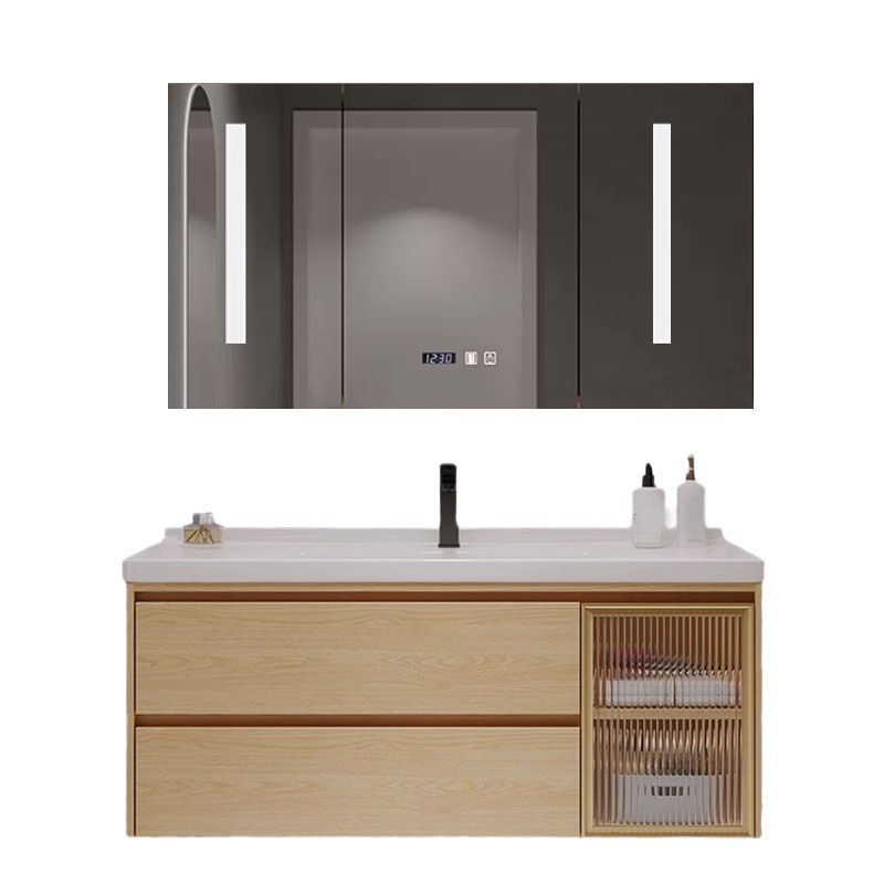 Wood Frame Bathroom Vanity Rectangular 2 Drawers Wall-Mounted Single Sink with Door Clearhalo 'Bathroom Remodel & Bathroom Fixtures' 'Bathroom Vanities' 'bathroom_vanities' 'Home Improvement' 'home_improvement' 'home_improvement_bathroom_vanities' 1200x1200_16c3b6d3-9e7e-4e1e-aeb2-1a47ca6e49b5