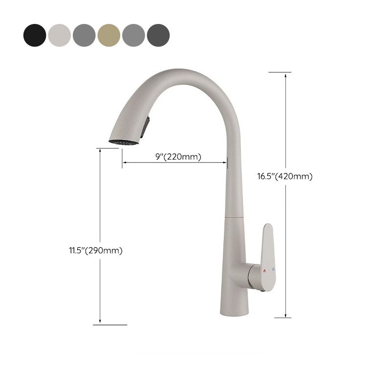 Modern Style Retractable Kitchen Faucet 304 Stainless Steel 1-Handle Kitchen Faucet Clearhalo 'Home Improvement' 'home_improvement' 'home_improvement_kitchen_faucets' 'Kitchen Faucets' 'Kitchen Remodel & Kitchen Fixtures' 'Kitchen Sinks & Faucet Components' 'kitchen_faucets' 1200x1200_16c80c23-8d7f-401d-9d46-4d24ebcc1cbc