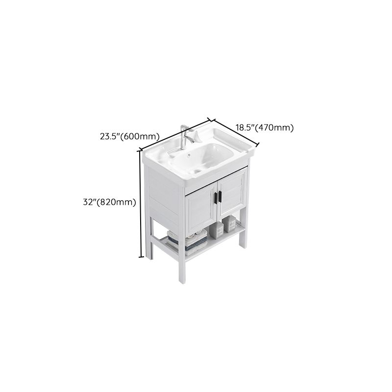 White Vanity Sink Doors Drawer Faucet Storage Shelf Vanity with Mirror Clearhalo 'Bathroom Remodel & Bathroom Fixtures' 'Bathroom Vanities' 'bathroom_vanities' 'Home Improvement' 'home_improvement' 'home_improvement_bathroom_vanities' 1200x1200_16c9a6d2-7183-4fbf-bf27-200cf6b26aae