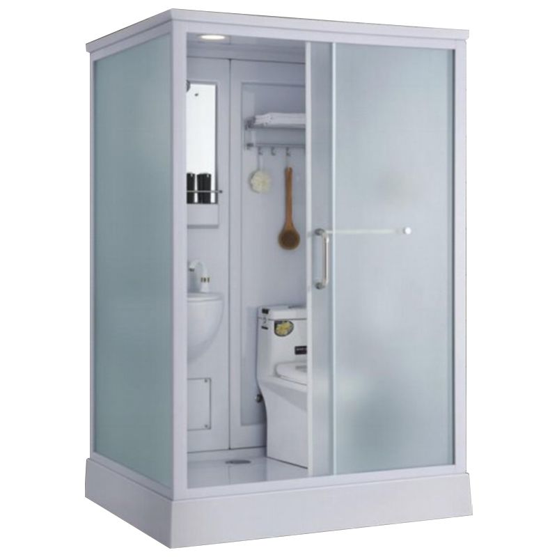 Contemporary Shower Enclosure Frosted Rectangle Shower Enclosure in White Clearhalo 'Bathroom Remodel & Bathroom Fixtures' 'Home Improvement' 'home_improvement' 'home_improvement_shower_stalls_enclosures' 'Shower Stalls & Enclosures' 'shower_stalls_enclosures' 'Showers & Bathtubs' 1200x1200_16ca5606-4494-4820-afbe-aede4974662b