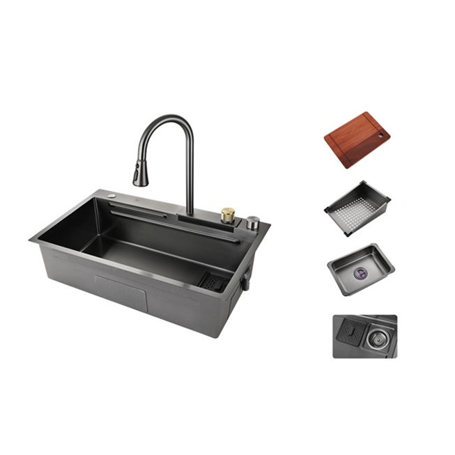 Contemporary Kitchen Sink Stainless Steel Single Bowl Kitchen Sink with Basket Strainer Clearhalo 'Home Improvement' 'home_improvement' 'home_improvement_kitchen_sinks' 'Kitchen Remodel & Kitchen Fixtures' 'Kitchen Sinks & Faucet Components' 'Kitchen Sinks' 'kitchen_sinks' 1200x1200_16f4c6d7-64ab-4ced-87d9-c6ea6c2dfa30