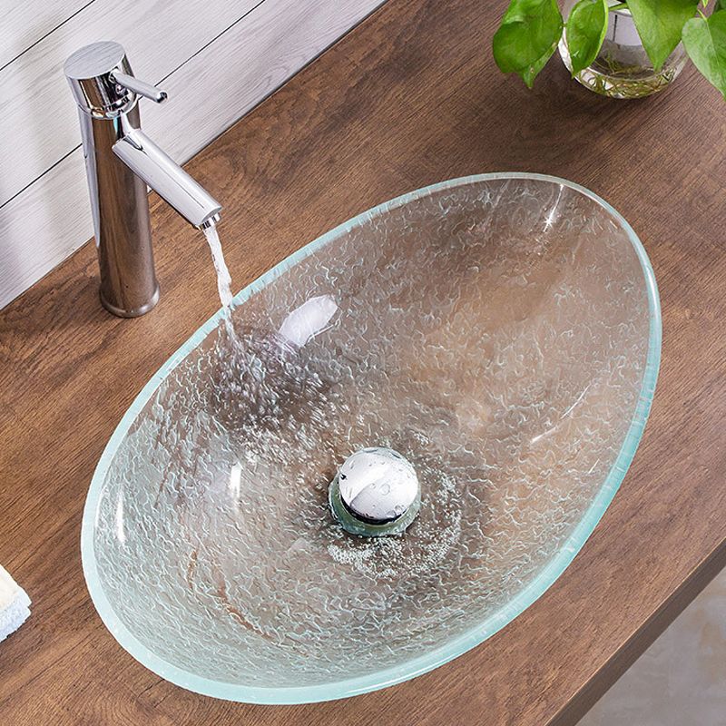 Contemporary Vessel Oval Glass with Pop-Up Drain Vessel Lavatory Sink Clearhalo 'Bathroom Remodel & Bathroom Fixtures' 'Bathroom Sinks & Faucet Components' 'Bathroom Sinks' 'bathroom_sink' 'Home Improvement' 'home_improvement' 'home_improvement_bathroom_sink' 1200x1200_16fcbe8d-dda2-4a61-a6b7-9ed1f7706220