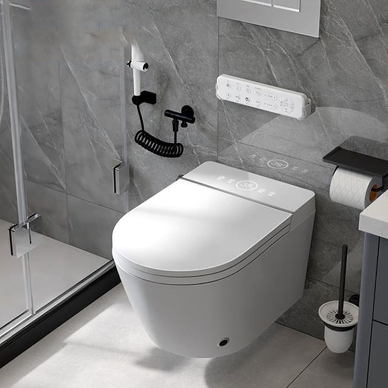 Elongated Smart Bidet Wall-Mounted White Ceramic Foot Sensor Flush Heated Seat Bidet Clearhalo 'Bathroom Remodel & Bathroom Fixtures' 'Bidets' 'Home Improvement' 'home_improvement' 'home_improvement_bidets' 'Toilets & Bidets' 1200x1200_171081aa-e25c-4606-a86a-1e06337d4a76