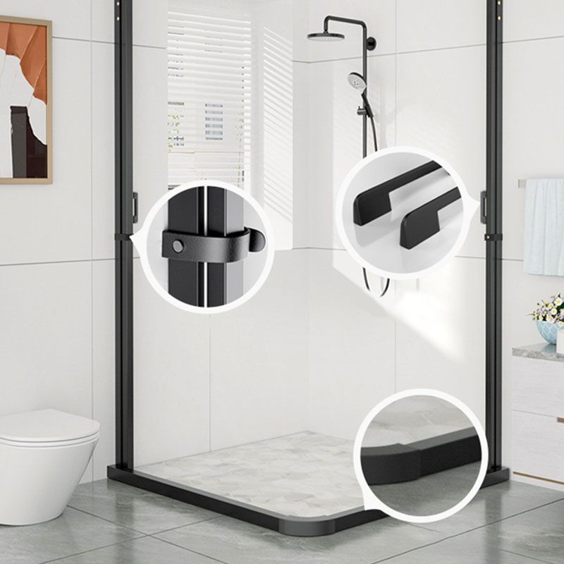 Square Corner Aluminum Frame Shower Enclosure with Double Door Handles Clearhalo 'Bathroom Remodel & Bathroom Fixtures' 'Home Improvement' 'home_improvement' 'home_improvement_shower_stalls_enclosures' 'Shower Stalls & Enclosures' 'shower_stalls_enclosures' 'Showers & Bathtubs' 1200x1200_1717174f-620b-4431-9870-23b5adb8a9d2