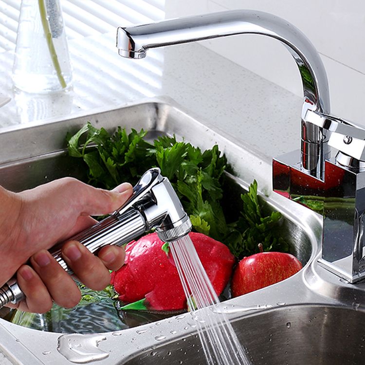 Metal Standard Kitchen Faucet Modern Style Kitchen Faucet with Pull out Sprayer Clearhalo 'Home Improvement' 'home_improvement' 'home_improvement_kitchen_faucets' 'Kitchen Faucets' 'Kitchen Remodel & Kitchen Fixtures' 'Kitchen Sinks & Faucet Components' 'kitchen_faucets' 1200x1200_171a1a7c-f278-4a15-b575-b6f46e7ab6aa
