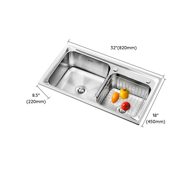 Stainless Steel Kitchen Sink Double Basin Rectangle Sink with Drain Assembly Clearhalo 'Home Improvement' 'home_improvement' 'home_improvement_kitchen_sinks' 'Kitchen Remodel & Kitchen Fixtures' 'Kitchen Sinks & Faucet Components' 'Kitchen Sinks' 'kitchen_sinks' 1200x1200_17211206-8d32-4b4e-8281-d97322781c81