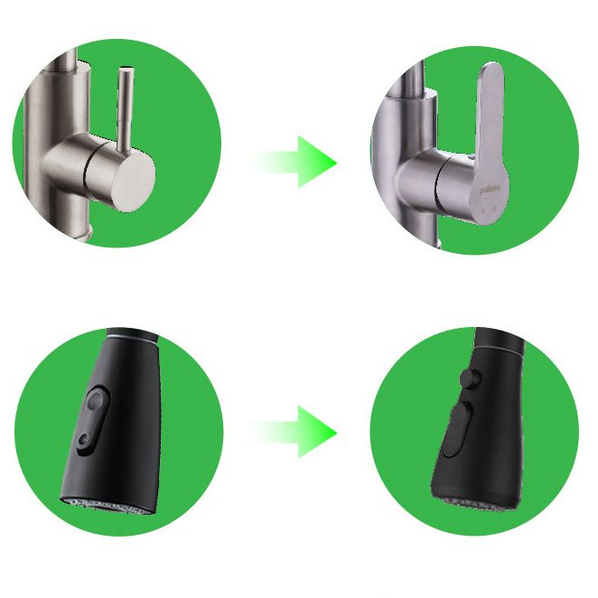 Modern Style Kitchen Faucet Stainless Steel 1-Handle Retractable Kitchen Faucet Clearhalo 'Home Improvement' 'home_improvement' 'home_improvement_kitchen_faucets' 'Kitchen Faucets' 'Kitchen Remodel & Kitchen Fixtures' 'Kitchen Sinks & Faucet Components' 'kitchen_faucets' 1200x1200_1734837b-42fa-44d5-8432-de9df8b6c715