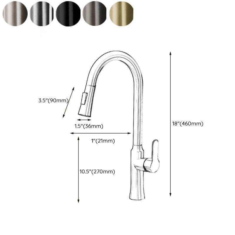 Contemporary Kitchen Faucet High Arch No Sensor with Pull Down Sprayer Clearhalo 'Home Improvement' 'home_improvement' 'home_improvement_kitchen_faucets' 'Kitchen Faucets' 'Kitchen Remodel & Kitchen Fixtures' 'Kitchen Sinks & Faucet Components' 'kitchen_faucets' 1200x1200_1740bbd9-c3d3-4dc0-826b-1c800f9d5923