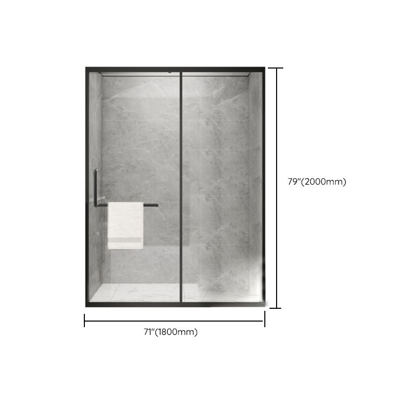 Metal Frame Single Sliding Shower Doors Modern Transparent Shower Shower Bath Door Clearhalo 'Bathroom Remodel & Bathroom Fixtures' 'Home Improvement' 'home_improvement' 'home_improvement_shower_tub_doors' 'Shower and Tub Doors' 'shower_tub_doors' 'Showers & Bathtubs' 1200x1200_174981a6-dd22-4faa-846a-f93c479f00b8