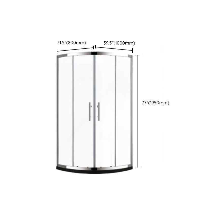 Stainless Steel Frame Tempered Shower Enclosure Round Double Sliding Shower Stall Clearhalo 'Bathroom Remodel & Bathroom Fixtures' 'Home Improvement' 'home_improvement' 'home_improvement_shower_stalls_enclosures' 'Shower Stalls & Enclosures' 'shower_stalls_enclosures' 'Showers & Bathtubs' 1200x1200_1752c008-fee8-4a81-a86f-141341e83d4b