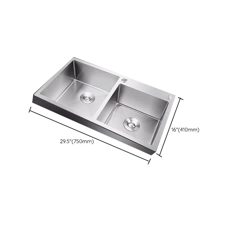 Contemporary Style Kitchen Sink Stainless Steel 2 Holes Drop-In Kitchen Double Sink Clearhalo 'Home Improvement' 'home_improvement' 'home_improvement_kitchen_sinks' 'Kitchen Remodel & Kitchen Fixtures' 'Kitchen Sinks & Faucet Components' 'Kitchen Sinks' 'kitchen_sinks' 1200x1200_17596266-6a03-4d49-976c-ef28476502b8