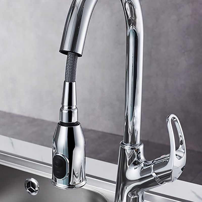 Gooseneck Kitchen Bar Faucet Swivel Spout with Single Handle Clearhalo 'Home Improvement' 'home_improvement' 'home_improvement_kitchen_faucets' 'Kitchen Faucets' 'Kitchen Remodel & Kitchen Fixtures' 'Kitchen Sinks & Faucet Components' 'kitchen_faucets' 1200x1200_1768ee82-1d9e-441f-97d1-d21bf1a7f430