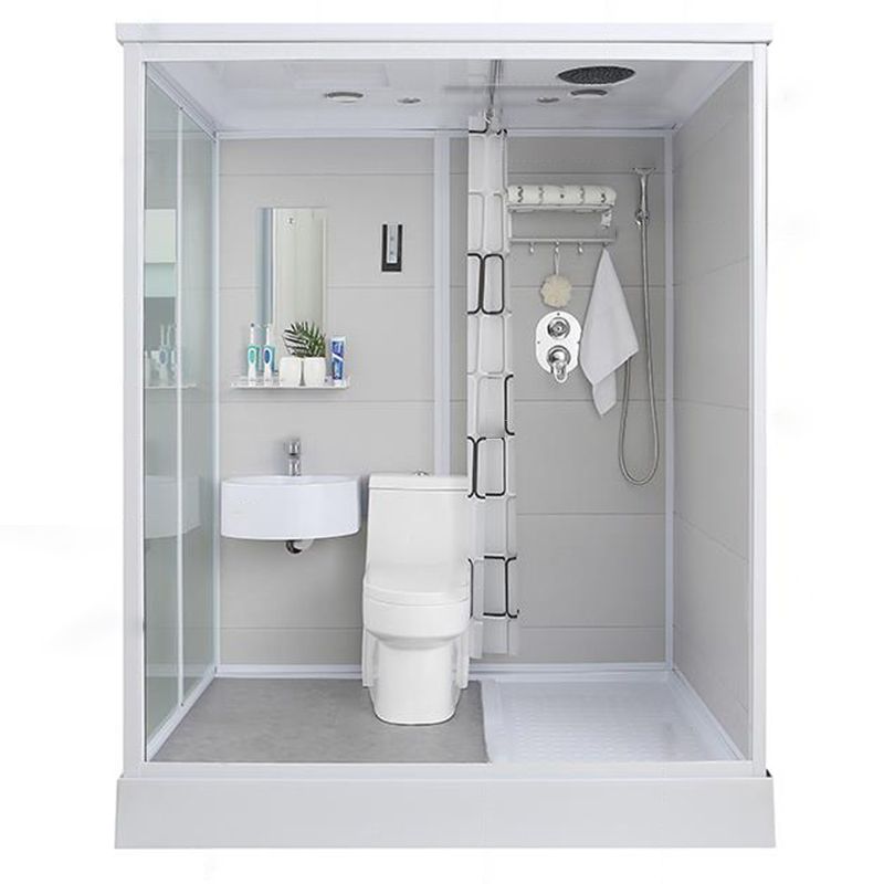 Single Sliding Rectangle Shower Kit Tempered Framed Shower Stall Clearhalo 'Bathroom Remodel & Bathroom Fixtures' 'Home Improvement' 'home_improvement' 'home_improvement_shower_stalls_enclosures' 'Shower Stalls & Enclosures' 'shower_stalls_enclosures' 'Showers & Bathtubs' 1200x1200_1772ffd1-36bb-42a6-8f29-e1eb3676f20f