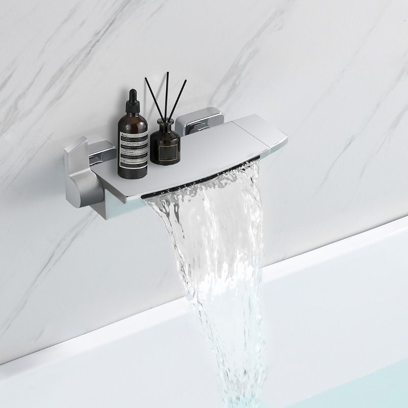 Modern Bathroom Faucet Two Handle Copper Wall Mounted Bathroom Faucet Clearhalo 'Bathroom Remodel & Bathroom Fixtures' 'Bathtub Faucets' 'bathtub_faucets' 'Home Improvement' 'home_improvement' 'home_improvement_bathtub_faucets' 1200x1200_178fbd28-b29c-4908-93de-cde4b2c0206b