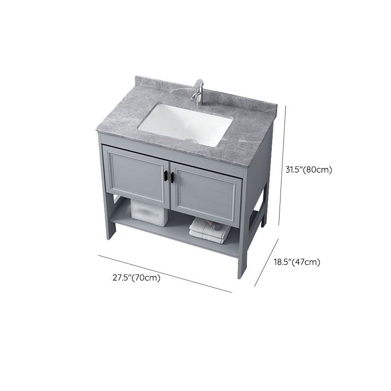 Grey Freestanding Vanity Metal Frame Glam Single Sink Shelving Included Vanity Clearhalo 'Bathroom Remodel & Bathroom Fixtures' 'Bathroom Vanities' 'bathroom_vanities' 'Home Improvement' 'home_improvement' 'home_improvement_bathroom_vanities' 1200x1200_17952628-50ee-4400-af44-7ce0ec3b2dc3