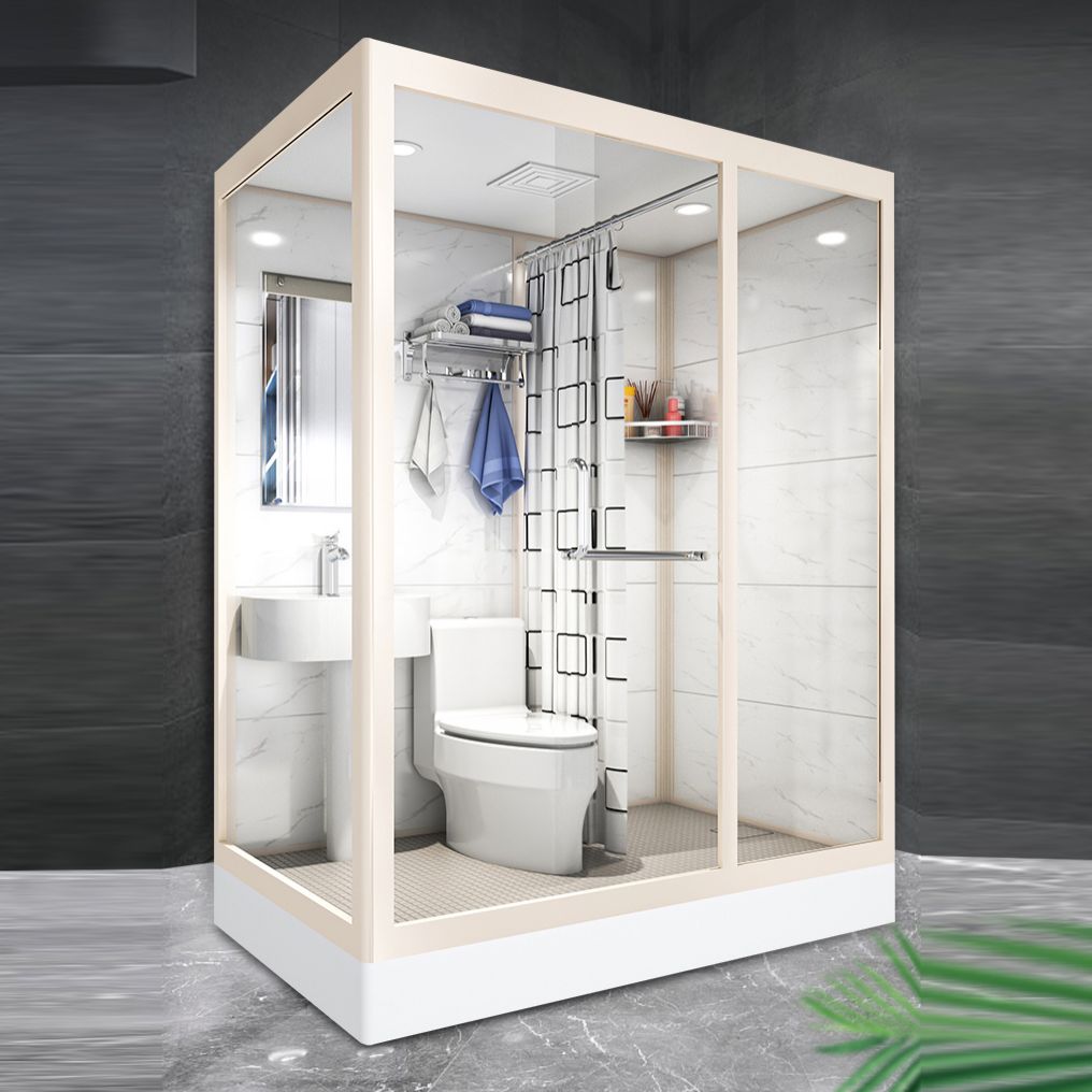 Modern Framed Tempered Glass Shower Kit with Base Included Framed Shower Stall in White Clearhalo 'Bathroom Remodel & Bathroom Fixtures' 'Home Improvement' 'home_improvement' 'home_improvement_shower_stalls_enclosures' 'Shower Stalls & Enclosures' 'shower_stalls_enclosures' 'Showers & Bathtubs' 1200x1200_17c32452-bc9d-4da0-876a-133bd5282e73