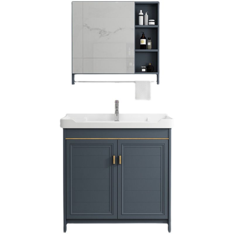 Freestanding Bath Vanity Blue Rectangle Mirror 2 Doors Bathroom Vanity with Single Sink Clearhalo 'Bathroom Remodel & Bathroom Fixtures' 'Bathroom Vanities' 'bathroom_vanities' 'Home Improvement' 'home_improvement' 'home_improvement_bathroom_vanities' 1200x1200_17d221e9-a05a-4b06-a68d-4ff3f9a3b34c