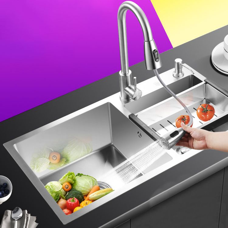 Stainless Steel Workstation Sink Dual Mount Modern Kitchen Bar Sink Clearhalo 'Home Improvement' 'home_improvement' 'home_improvement_kitchen_sinks' 'Kitchen Remodel & Kitchen Fixtures' 'Kitchen Sinks & Faucet Components' 'Kitchen Sinks' 'kitchen_sinks' 1200x1200_17d2e6e9-e19c-4a64-a081-a3995e33d38f