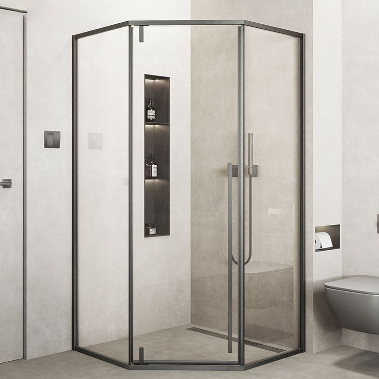 Modern Shower Enclosure Corner Black Clear Glass Shower Stall Clearhalo 'Bathroom Remodel & Bathroom Fixtures' 'Home Improvement' 'home_improvement' 'home_improvement_shower_stalls_enclosures' 'Shower Stalls & Enclosures' 'shower_stalls_enclosures' 'Showers & Bathtubs' 1200x1200_17e23d1a-c362-4676-b39e-4c3f1deca31c