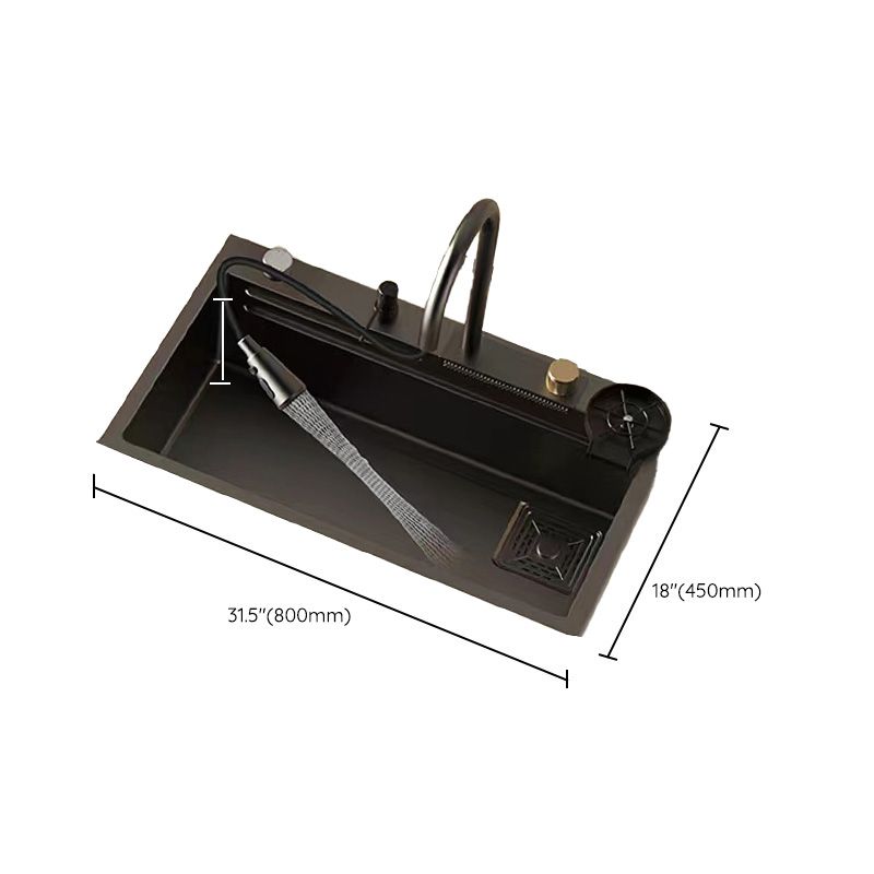 Black Kitchen Sink Single Bowl Cutting Board Top Mount Stainless Steel Kitchen Sink Clearhalo 'Home Improvement' 'home_improvement' 'home_improvement_kitchen_sinks' 'Kitchen Remodel & Kitchen Fixtures' 'Kitchen Sinks & Faucet Components' 'Kitchen Sinks' 'kitchen_sinks' 1200x1200_1806a5a9-a729-4b83-99b6-d8db98a82813