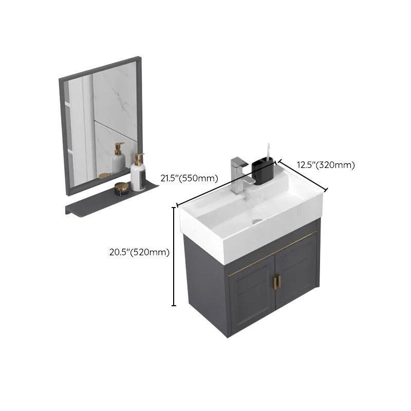 Modern Single Bath Vanity Wall Mount Ceramic Top Bathroom Vanity Clearhalo 'Bathroom Remodel & Bathroom Fixtures' 'Bathroom Vanities' 'bathroom_vanities' 'Home Improvement' 'home_improvement' 'home_improvement_bathroom_vanities' 1200x1200_18163ddf-17cb-435a-b5fe-a31dc74d187e