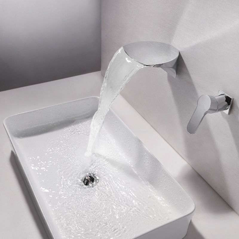 1-Handle Brushed Nickel Widespread Faucet 2-Hole Wall Mounted Bathroom Faucet Clearhalo 'Bathroom Remodel & Bathroom Fixtures' 'Bathroom Sink Faucets' 'Bathroom Sinks & Faucet Components' 'bathroom_sink_faucets' 'Home Improvement' 'home_improvement' 'home_improvement_bathroom_sink_faucets' 1200x1200_18245754-b864-42e3-8ddd-ddd5767d5315