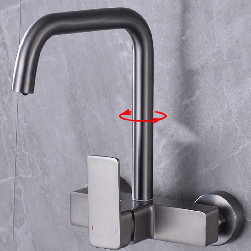 Contemporary Single Handle Kitchen Faucet 1 Hold Bar Faucet in Gray Clearhalo 'Home Improvement' 'home_improvement' 'home_improvement_kitchen_faucets' 'Kitchen Faucets' 'Kitchen Remodel & Kitchen Fixtures' 'Kitchen Sinks & Faucet Components' 'kitchen_faucets' 1200x1200_18287faf-4a39-4cb8-9ea6-f052a68719c2