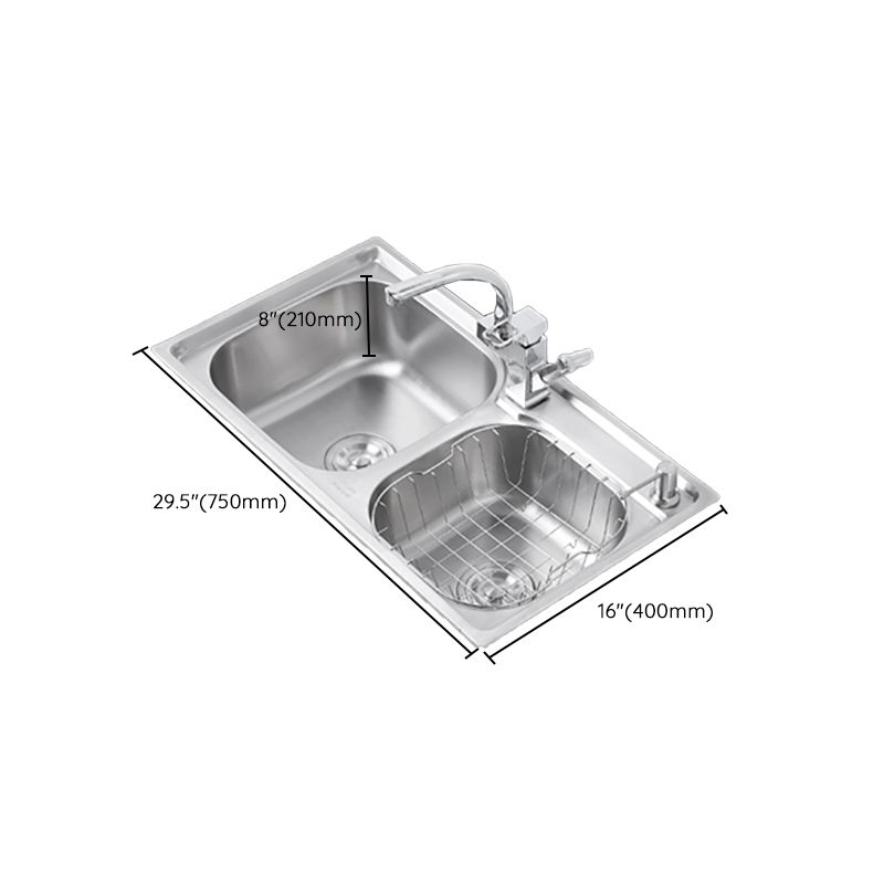 Dirt Resistant Kitchen Double Sink Stainless Steel Drop-In Kitchen Sink Clearhalo 'Home Improvement' 'home_improvement' 'home_improvement_kitchen_sinks' 'Kitchen Remodel & Kitchen Fixtures' 'Kitchen Sinks & Faucet Components' 'Kitchen Sinks' 'kitchen_sinks' 1200x1200_183cd1b9-8ac4-4e6c-9365-d6929806f6b6
