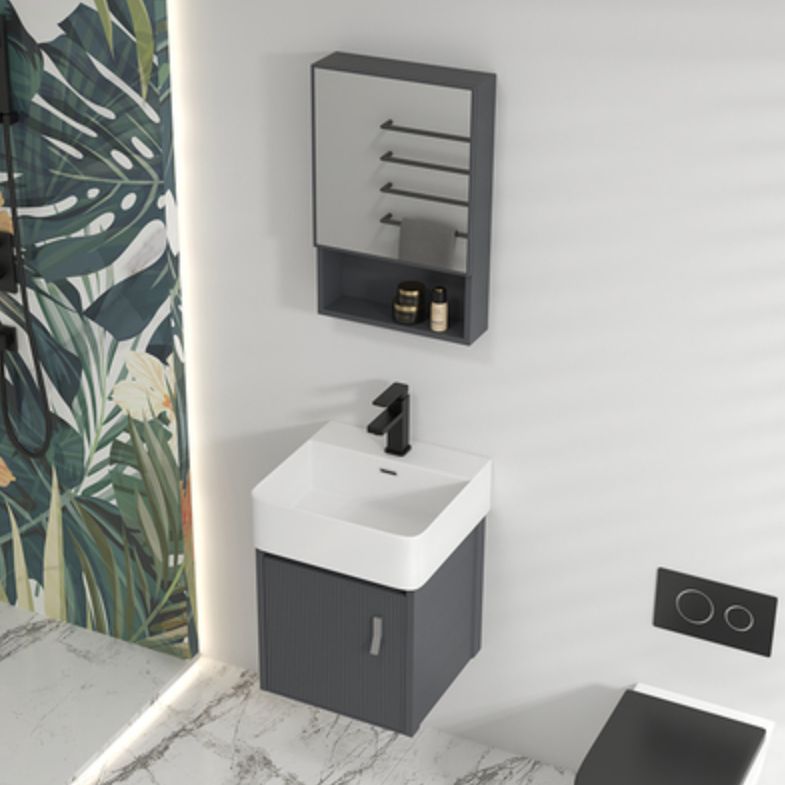 Single Sink Bathroom Vanity Modern Gray Metal Frame Rectangular Vanity Set Clearhalo 'Bathroom Remodel & Bathroom Fixtures' 'Bathroom Vanities' 'bathroom_vanities' 'Home Improvement' 'home_improvement' 'home_improvement_bathroom_vanities' 1200x1200_1840d71d-a8d8-4140-993b-b8dbda892876