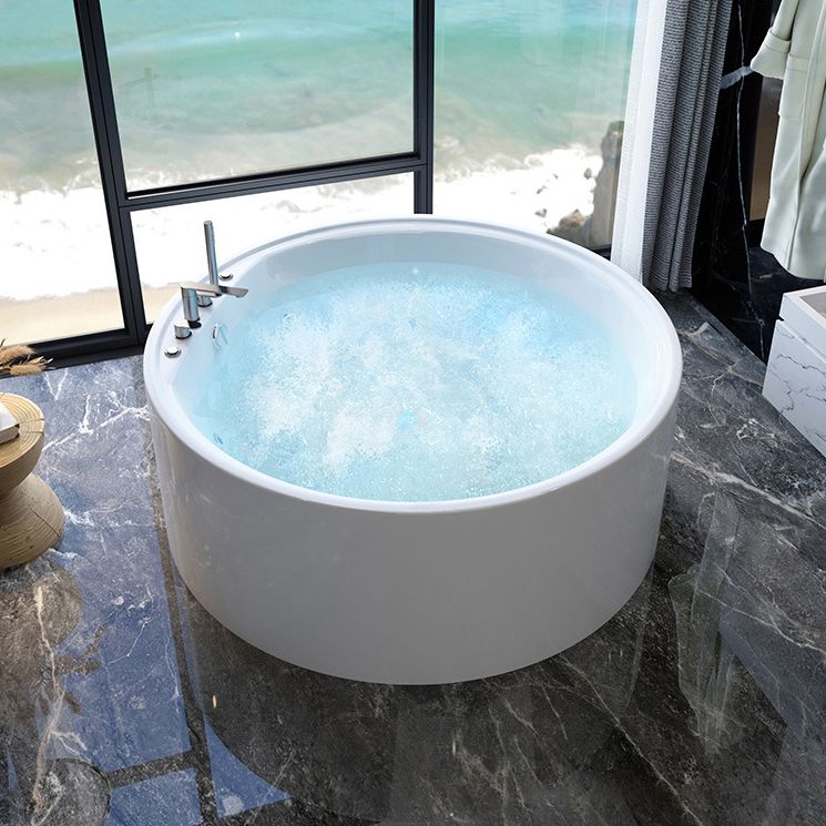 Acrylic Round Bath Tub Whirlpool Freestanding Bathtub with Tub Filler and Trim Kit Clearhalo 'Bathroom Remodel & Bathroom Fixtures' 'Bathtubs' 'Home Improvement' 'home_improvement' 'home_improvement_bathtubs' 'Showers & Bathtubs' 1200x1200_1847eef9-3b34-4020-a425-69661fb4c107